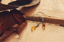 Load image into Gallery viewer, Ciderhouse. Golden Amber Glass Droplet &amp; Gunmetal Earrings.