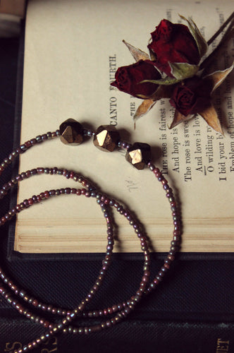 Rule of Three. Antique English Cut Glass & Seed Bead Hand Strung Beaded Necklace.