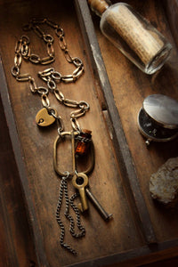 The Emissary. Storyteller Series. Antique Buckle & Skeleton Key Vintage Chain Necklace.