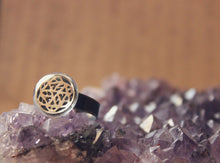 Load image into Gallery viewer, Winter Garden | Silvered Vine. Vintage Glass Cab &amp; Antiqued Silver Ring.