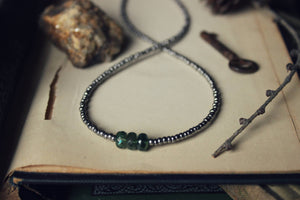 The Mojo Collection | The Fen. Hand-strung Glass and Apatite Beaded Necklace.