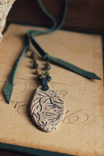 Load image into Gallery viewer, Reef. Rustic Ceramic Pendant &amp; Leather Necklace.