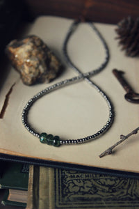 The Mojo Collection | The Fen. Hand-strung Glass and Apatite Beaded Necklace.