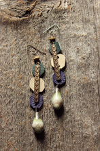 Load image into Gallery viewer, Forest Folly. Rustic Artisan Drop, Leather and Antiqued Brass Earrings.