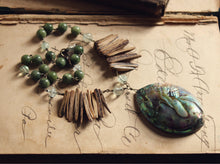 Load image into Gallery viewer, Tide Pools. Boho Abalone, Coconut Shell, Flourite &amp; Jasper Statement Necklace.