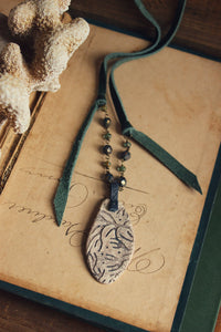 Reef. Rustic Ceramic Pendant & Leather Necklace.