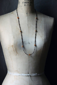 Last Rays. Hand -strung Long Layering Beaded Necklace.