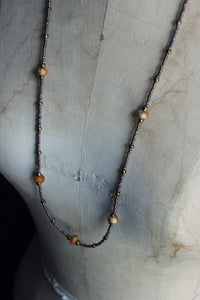 Last Rays. Hand -strung Long Layering Beaded Necklace.