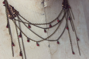 The Briar Patch. Storyteller Series. Czech Glass and Antiqued Brass Layered Necklace.