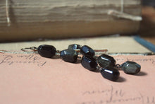 Load image into Gallery viewer, Shadowland. Earthy Golden Sheen Obsidian Linear Drop Earrings.