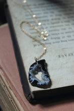 Load image into Gallery viewer, Delve. Modern 14k Gold Geode Crystal Drusy Slice Pendant &amp; Sterling Necklace.