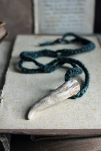 Load image into Gallery viewer, Spirits of Greenwood. Rustic Hand Crocheted Naturally Shed Deer Antler Unisex Necklace.