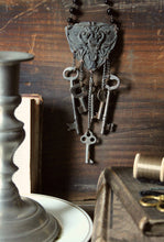 Load image into Gallery viewer, The Chatelaine of Lagonsteed Manor. Storyteller Series. Antique Buckle &amp; Skeleton Key Statement Necklace.