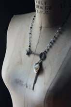 Load image into Gallery viewer, Kedge Cottage. Storyteller Series. Rustic Beach Seashell, Skeleton Key and Gemstone Necklace.