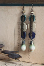 Load image into Gallery viewer, Forest Folly. Rustic Artisan Drop, Leather and Antiqued Brass Earrings.