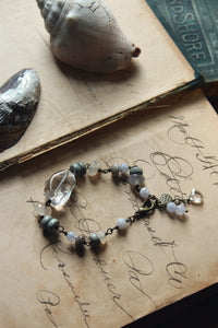 Spirit of the Water. Beaded Gemstone, Wood & Fossilized Coral Bracelet.