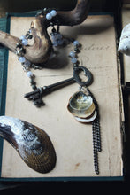 Load image into Gallery viewer, Kedge Cottage. Storyteller Series. Rustic Beach Seashell, Skeleton Key and Gemstone Necklace.