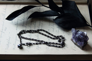 Dream Laced. Single Black Freshwater Pearl Wrap Bracelet & Necklace.