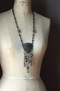 The Chatelaine of Lagonsteed Manor. Storyteller Series. Antique Buckle & Skeleton Key Statement Necklace.