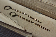 Load image into Gallery viewer, Branchlet. Rustic Metallic Copper Bronze Tube Bead Linear Earrings.