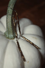 Load image into Gallery viewer, Branchlet. Rustic Metallic Copper Bronze Tube Bead Linear Earrings.