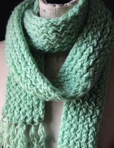 FIRST EDITION. wild & willow Collection. Hand Knit Unisex Scarf. "Wintergreen".