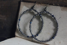 Load image into Gallery viewer, Four Winds. Rustic Hand Forged Beaded Hoop Earrings.