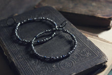 Load image into Gallery viewer, Four Winds. Rustic Hand Forged Beaded Hoop Earrings.