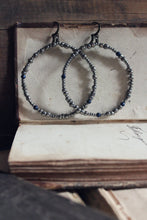 Load image into Gallery viewer, Four Winds. Rustic Hand Forged Beaded Hoop Earrings.