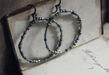 Load image into Gallery viewer, Four Winds. Rustic Hand Forged Beaded Hoop Earrings.