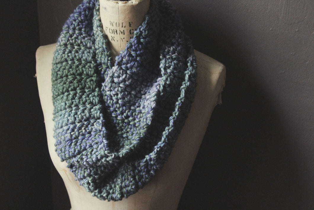 Lullaby Cove. Storyteller Series. SECOND EDITION. Hand Crocheted Unisex Infinity Scarf.