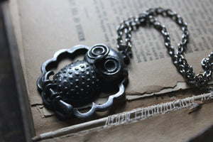 Vintage Framed Owl Pendant Necklace.