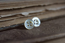 Load image into Gallery viewer, Folk 001. Vintage White Mother of Pearl Button Stud Earrings.