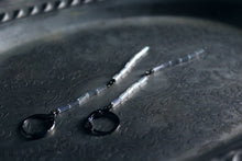 Load image into Gallery viewer, Frosted Boughs. Hand Strung Tube Bead &amp; Gunmetal Linear Earrings.