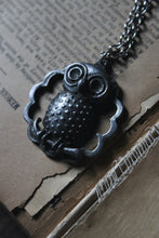 Load image into Gallery viewer, Vintage Framed Owl Pendant Necklace.