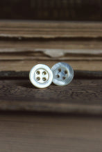 Load image into Gallery viewer, Folk 001. Vintage White Mother of Pearl Button Stud Earrings.