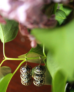 Tea Lights. Ivory Faceted Glass and Antiqued Brass Earrings.