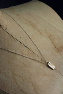 Ancients. Hand-forged Fine Silver Tablet Pendant and Sterling Silver Necklace.