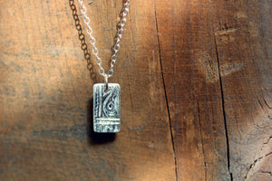 Ancients. Hand-forged Fine Silver Tablet Pendant and Sterling Silver Necklace.