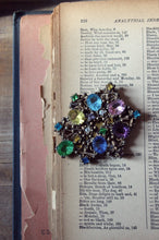 Load image into Gallery viewer, Dress Clip | Antique Multi-colored Rhinestone Costume Jewelry Dress Clip.