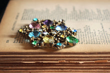 Load image into Gallery viewer, Dress Clip | Antique Multi-colored Rhinestone Costume Jewelry Dress Clip.