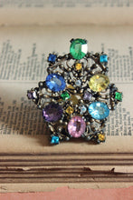 Load image into Gallery viewer, Dress Clip | Antique Multi-colored Rhinestone Costume Jewelry Dress Clip.