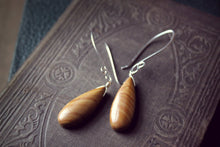 Load image into Gallery viewer, Saille. Modern Sterling Silver and Wood Jasper Drop Earrings.