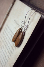 Load image into Gallery viewer, Saille. Modern Sterling Silver and Wood Jasper Drop Earrings.