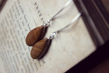 Load image into Gallery viewer, Saille. Modern Sterling Silver and Wood Jasper Drop Earrings.