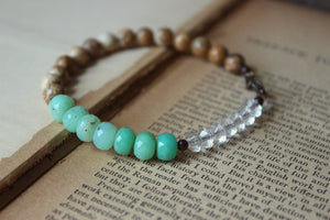 Seamaiden. Picture Jasper, Chrysoprase & Vintage Glass Beaded Bracelet.