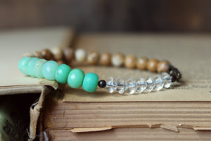 Seamaiden. Picture Jasper, Chrysoprase & Vintage Glass Beaded Bracelet.