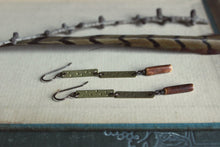 Load image into Gallery viewer, Driftwood. Rustic Branch Bead &amp; Textured Brass Earrings.