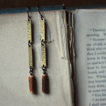 Load image into Gallery viewer, Driftwood. Rustic Branch Bead &amp; Textured Brass Earrings.