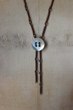 Load image into Gallery viewer, Full Moon. Vintage Mother of Pearl Shell Button and Brass Necklace.